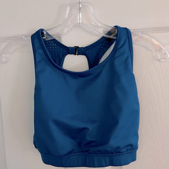 DIP Active Yoga Blue sports bra LARGE Vented Open Racerback Womens - Picture 11 of 11